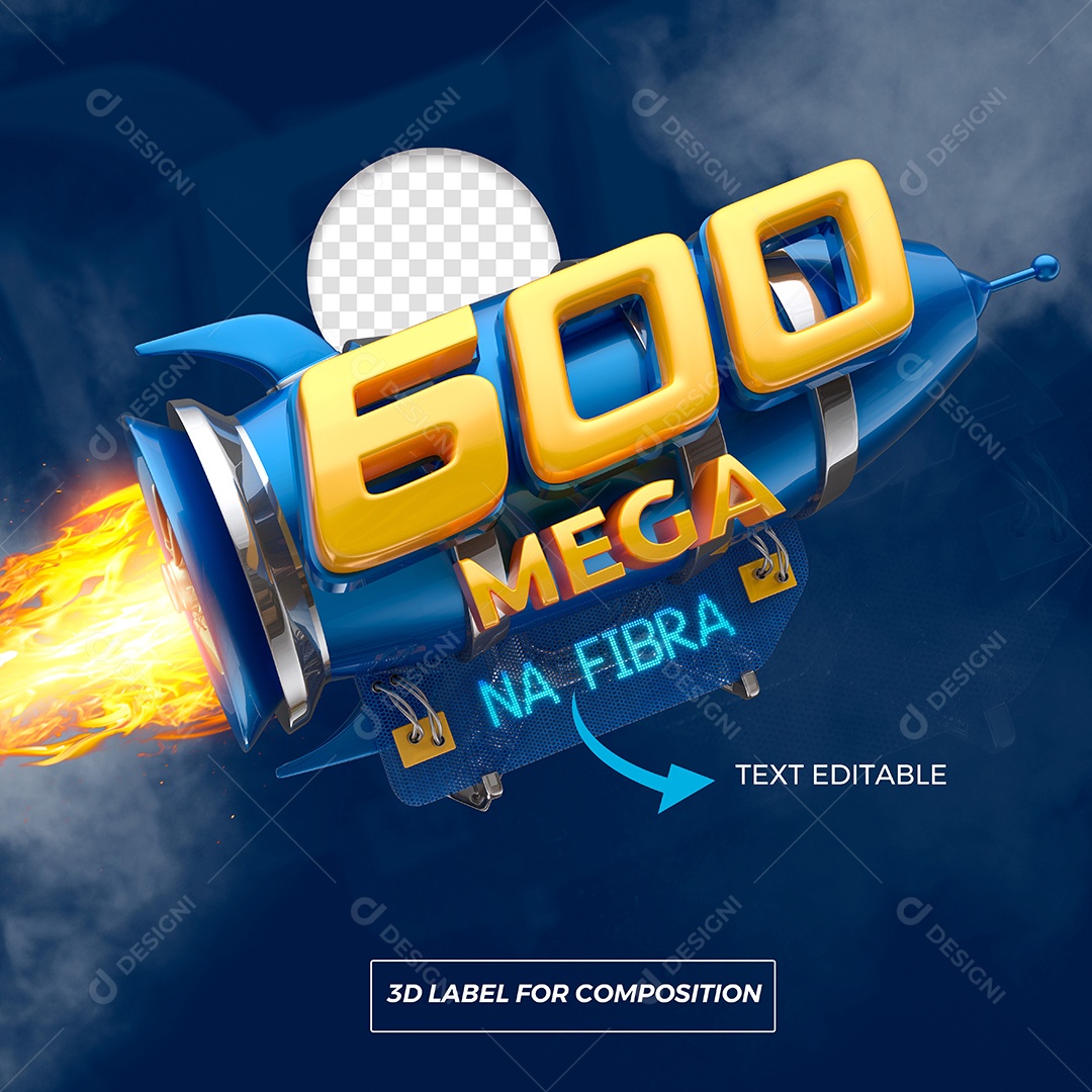 Selo 3D 600 Mega para Composição PSD