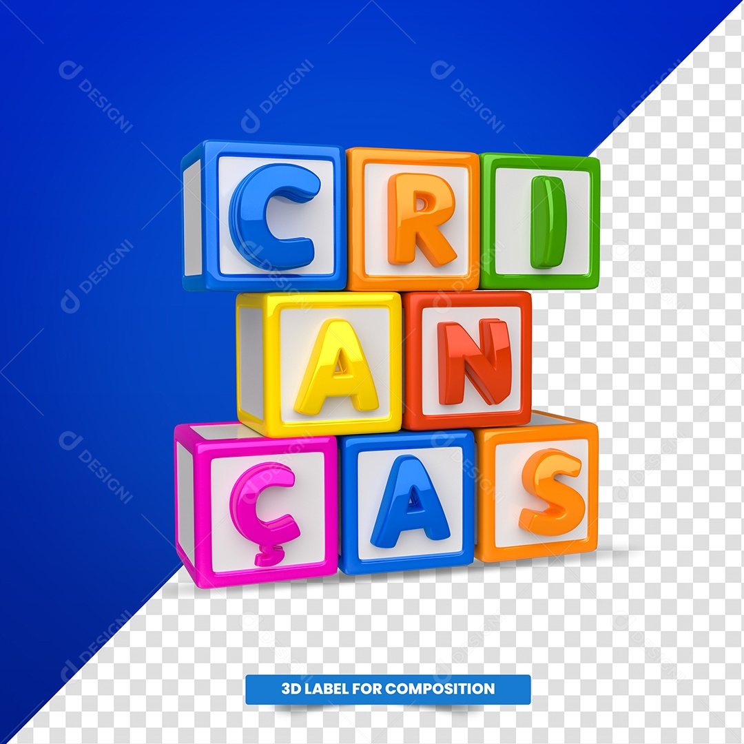 Selo 3D Crianças para Composição PSD