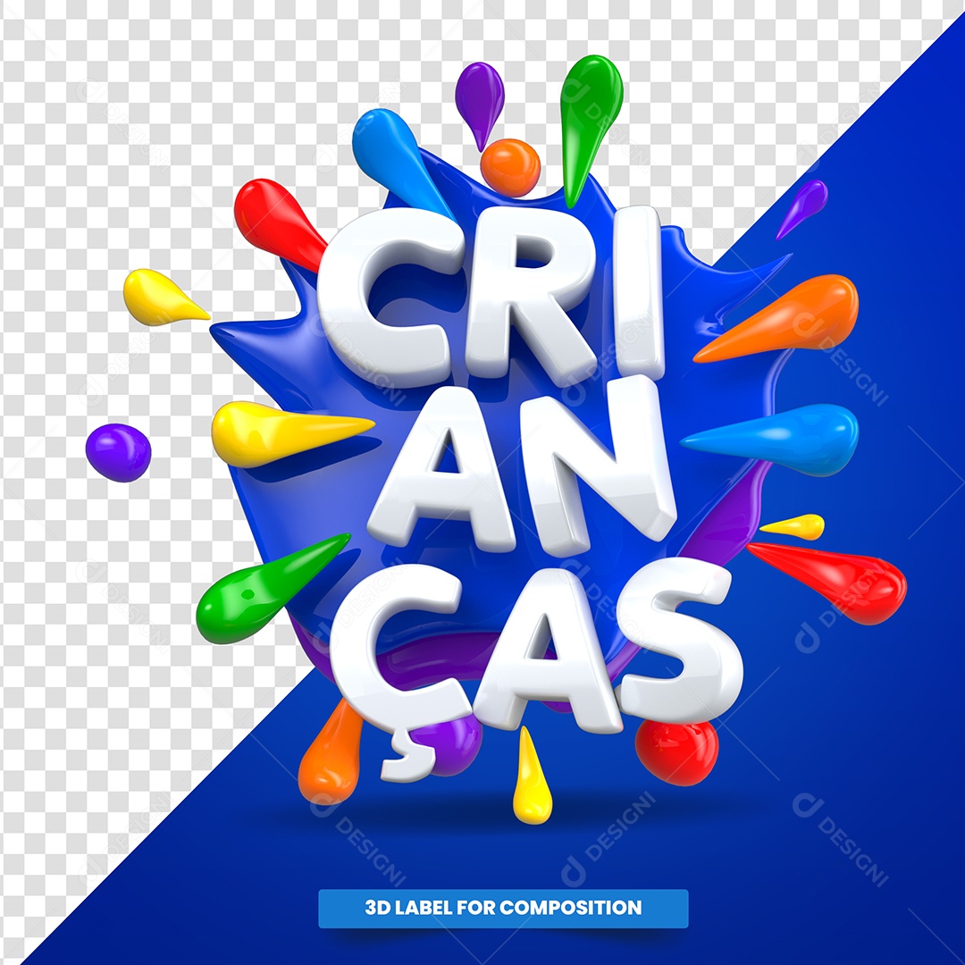 Dia das crianças Selo 3D para Composição PSD