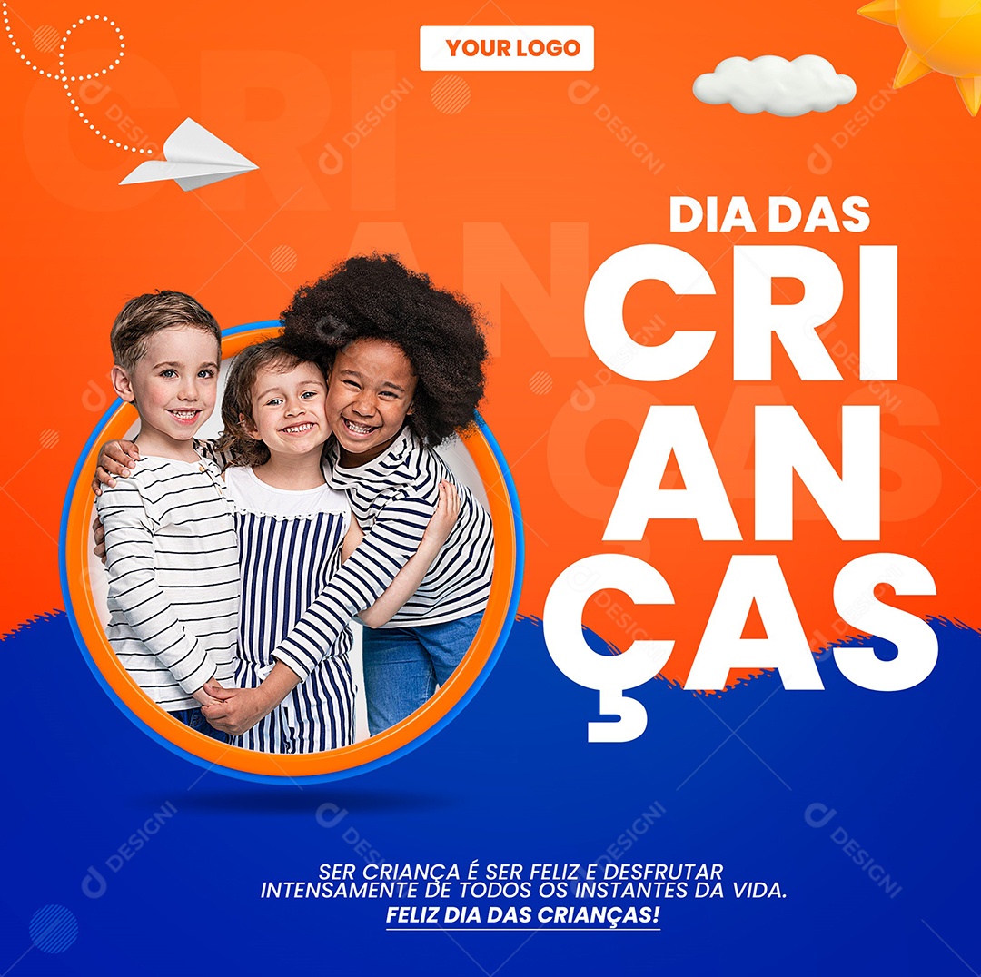 Ser criança é ser Feliz e desfrutar intensamente Dia Das Crianças Social Media PSD Editável