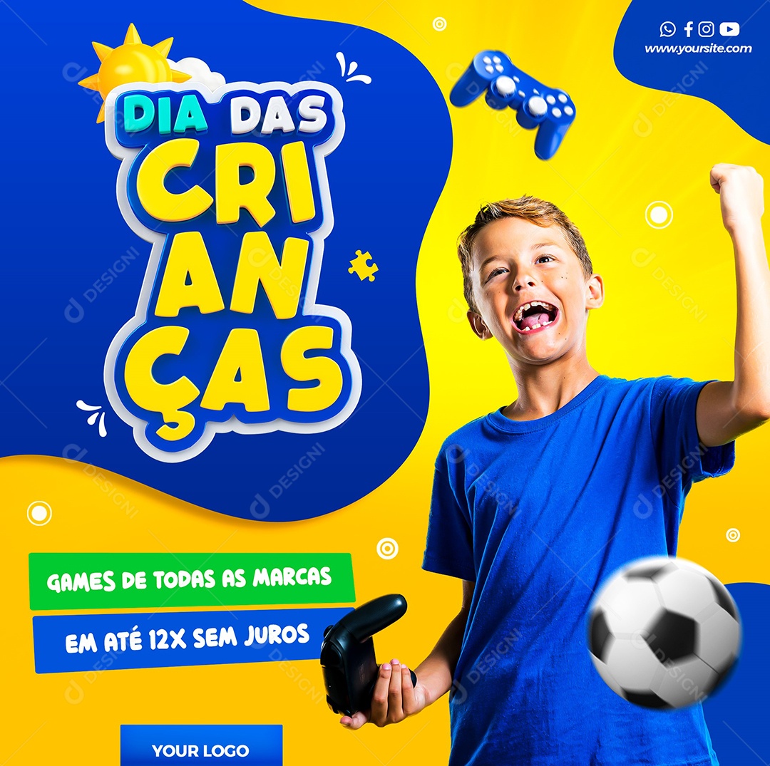 Games from all brands Children's Day Stores Electronics Social Media Editable PSD
