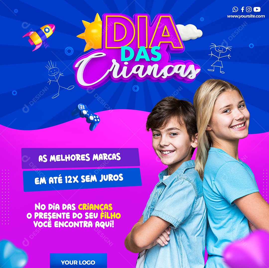 As melhores marcas presente do seu filho você encontra aqui Lojas Social Media PSD Editável