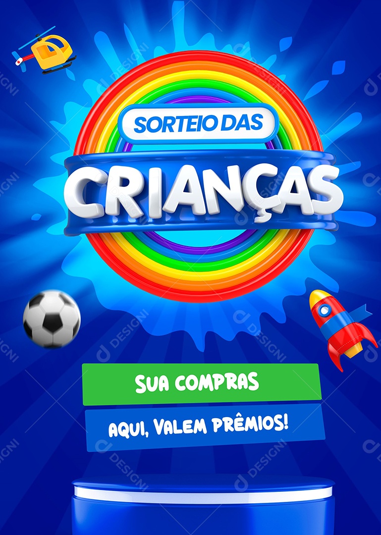 Sorteio das Crianças Sua compra aqui valem prêmios lojas Social Media PSD Editável