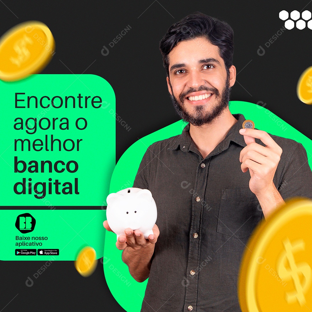 Encontre agora o melhor banco digital Bancos Social Media PSD Editável