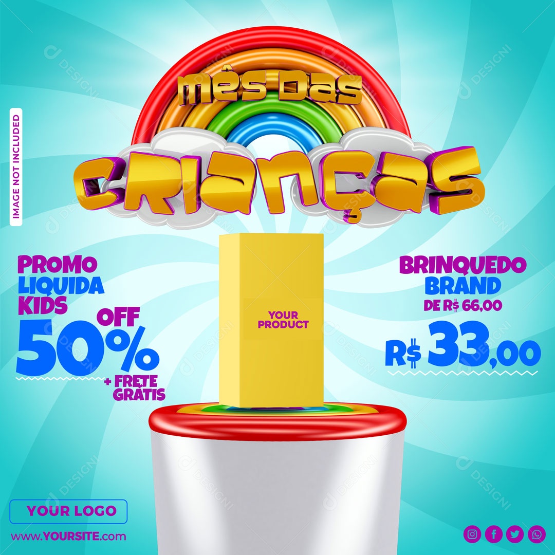 Mês Das Crianças Promoções Data Comemorativa Social Media PSD Editável