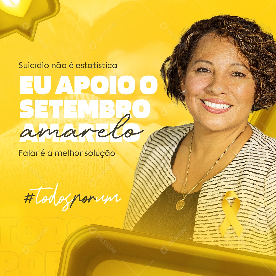 Suicídio não é estatística falar é a melhor solucão Setembro Amarelo Social Media PSD Editável