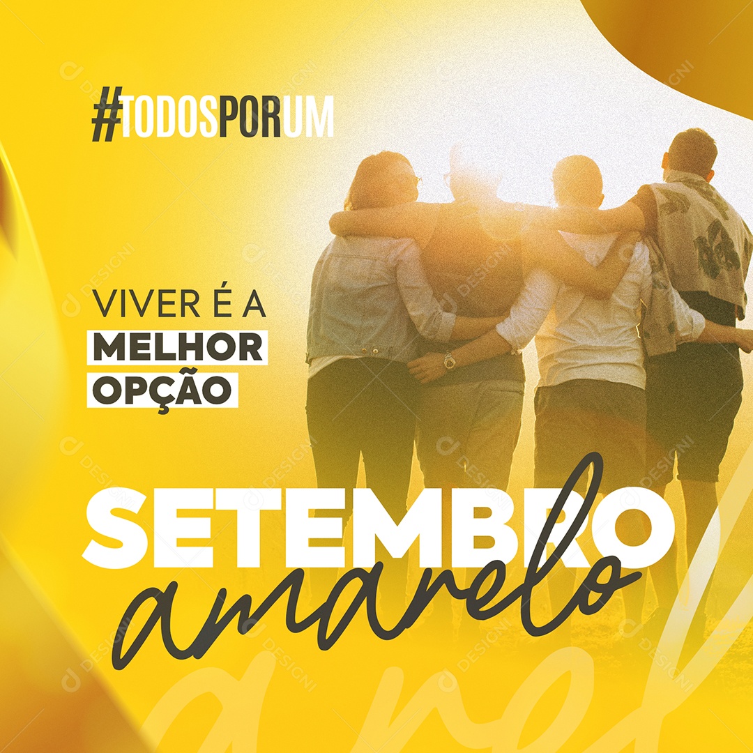 Viver é a melhor opção Setembro Amarelo Social Media PSD Editável