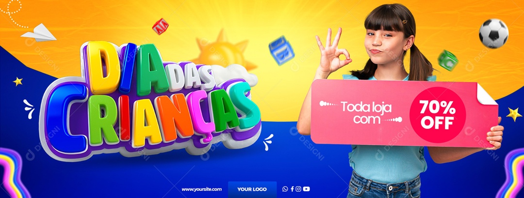 Banner Dia Das Crianças Promoção Social Media PSD Editável