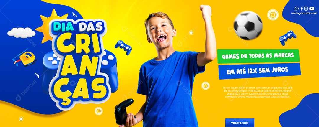 Banner Dia Das Crianças As Melhores Ofertas São Aqui Social Media PSD Editável