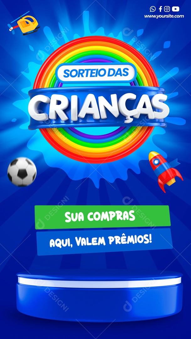 Story Sorteio Das Crianças Sua Compras Aqui Vale Mais Social Media PSD Editável