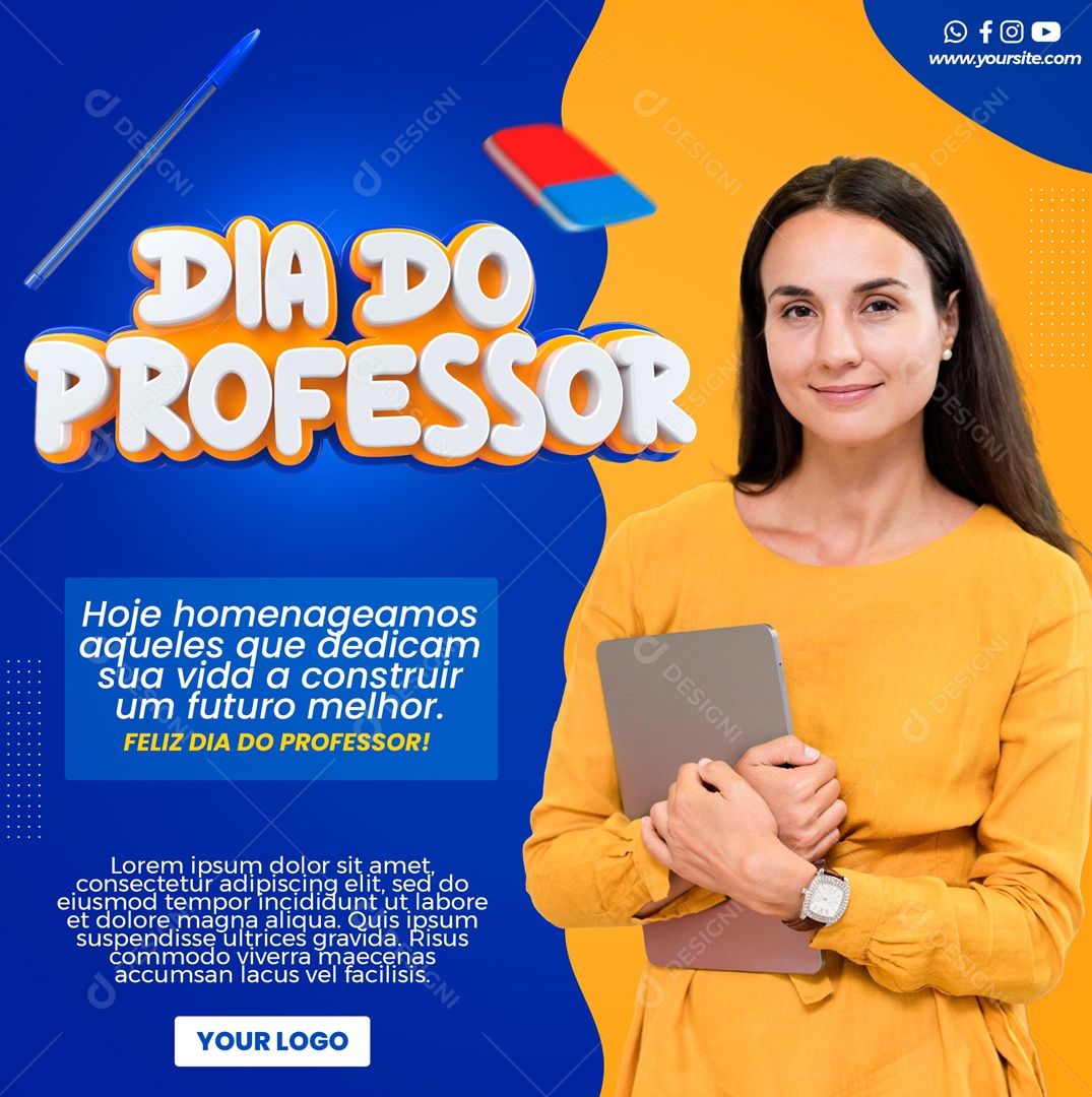 Dia Do Professor Data Comemorativa Parabéns Social Media PSD Editável