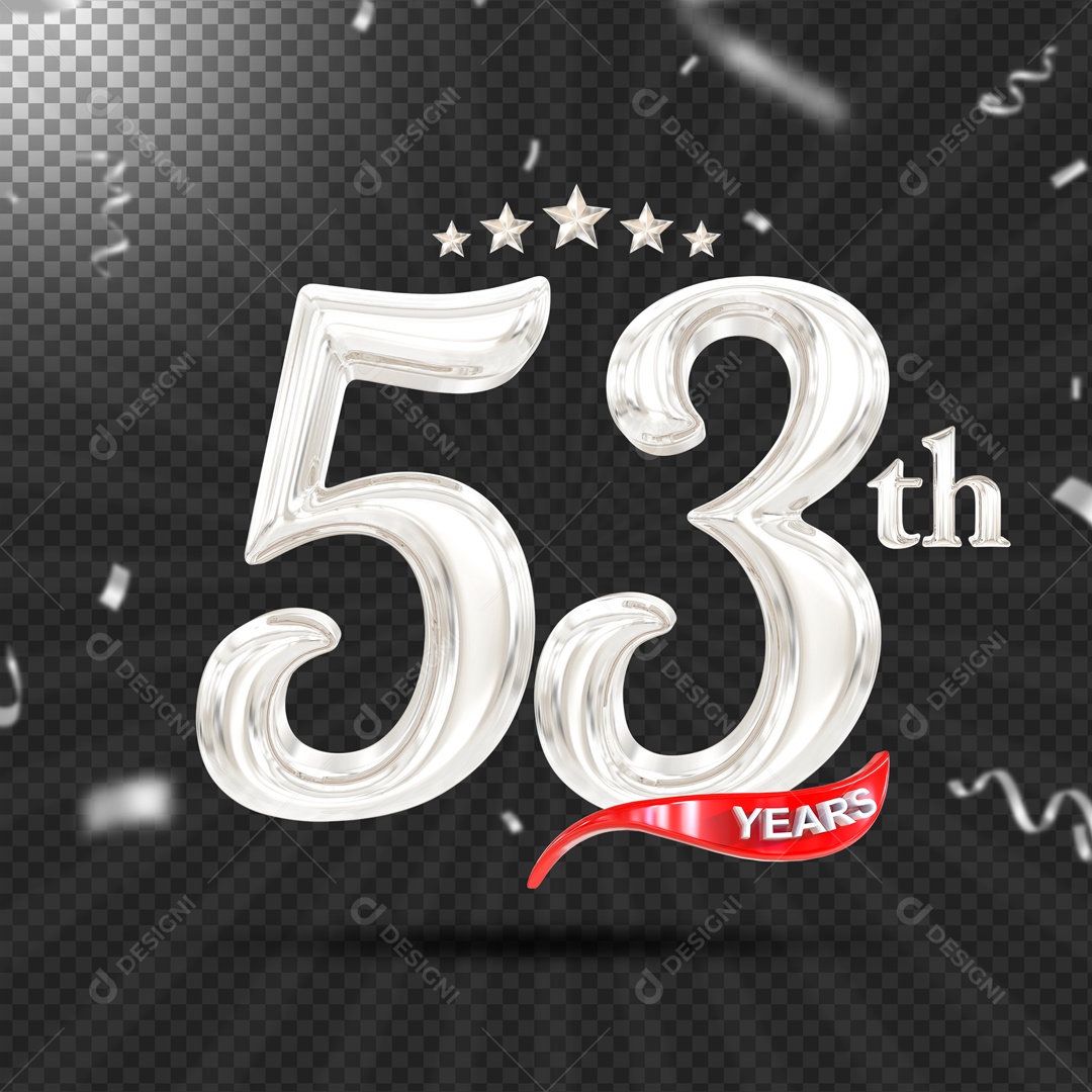 Elemento 3D 53 Anos De Idade Prata PSD