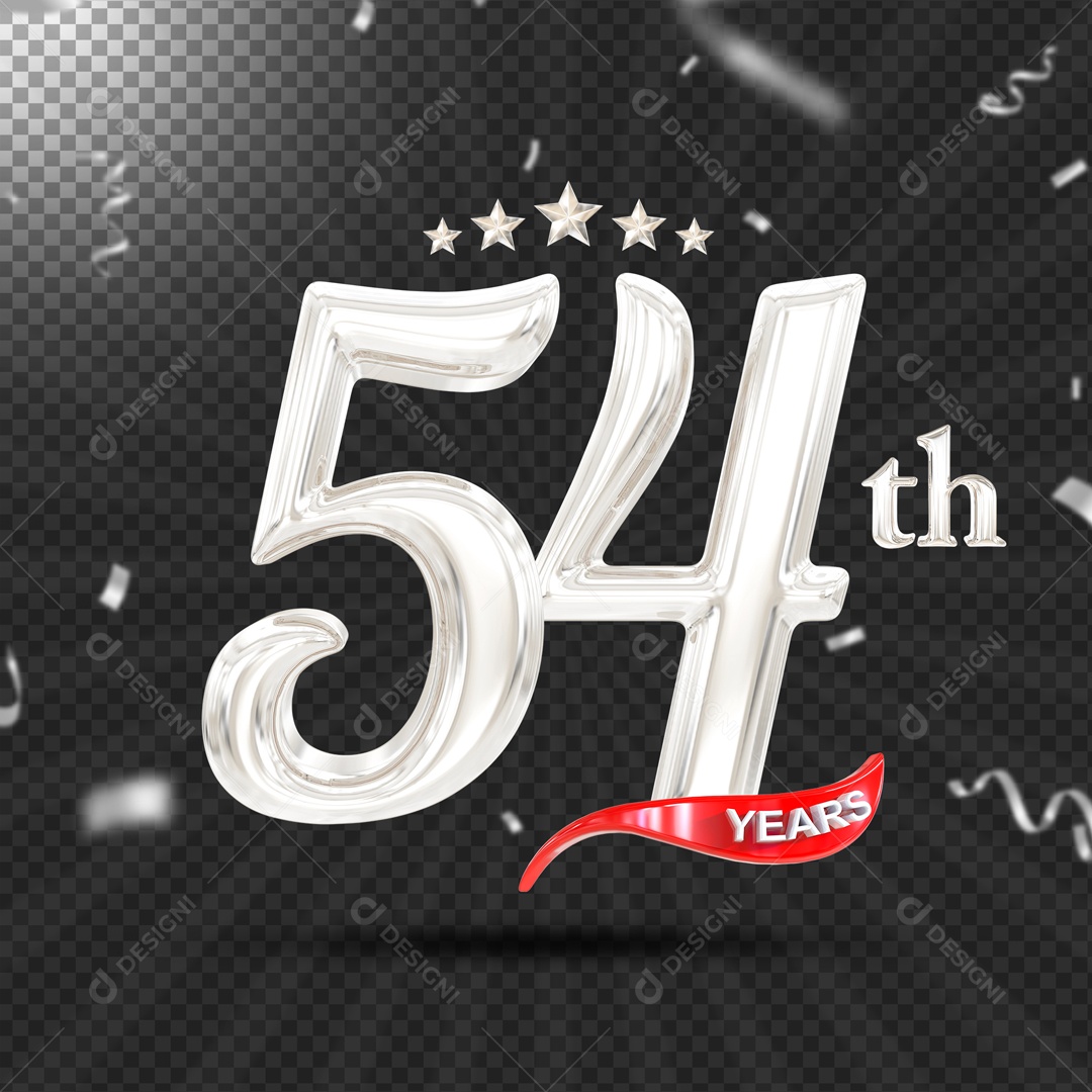 Elemento 3D 54 Anos De Idade Prata PSD