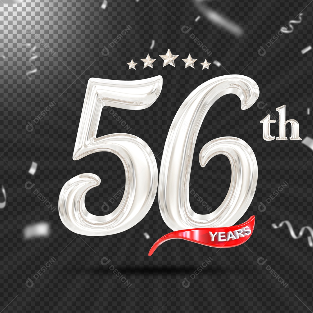 Elemento 3D 56 Anos De Idade Prata PSD