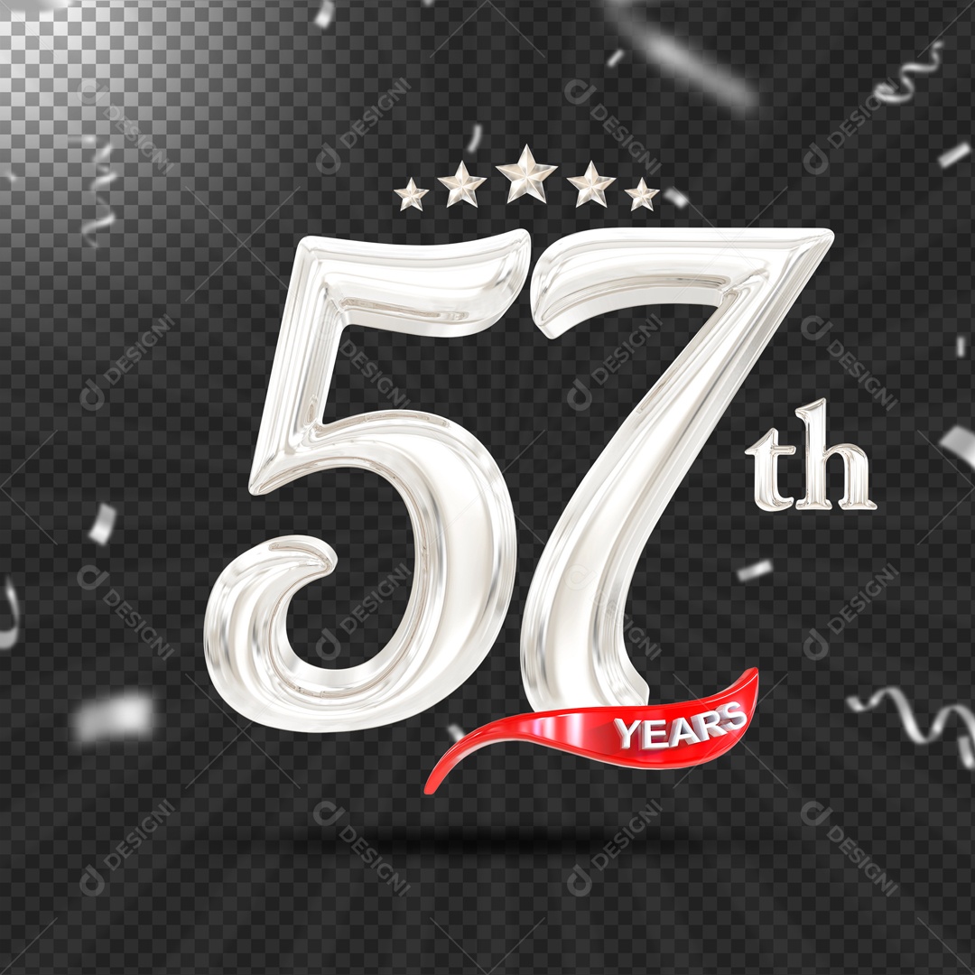 Elemento 3D 57 Anos De Idade Prata PSD
