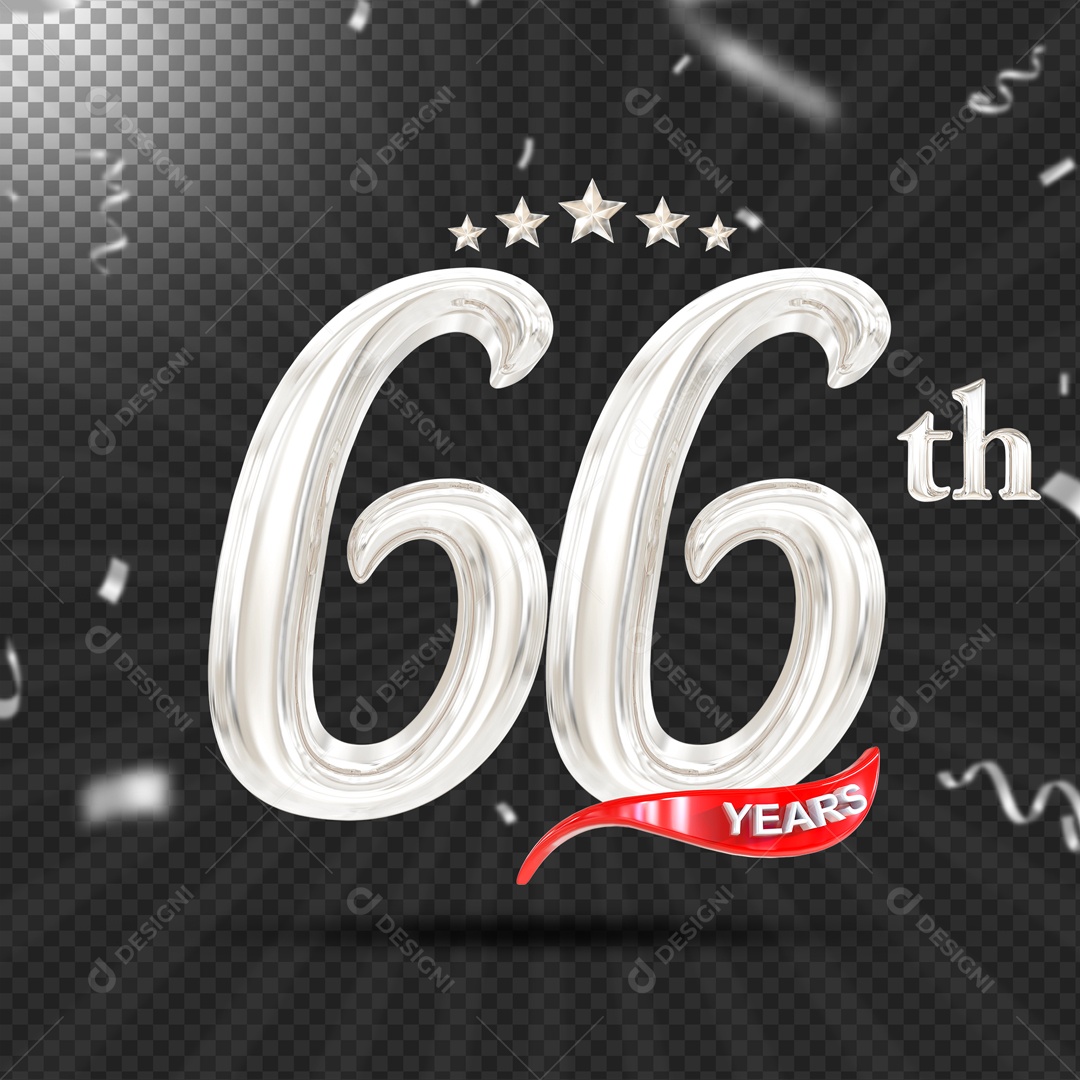 Elemento 3D 66 Anos De Idade Prata PSD