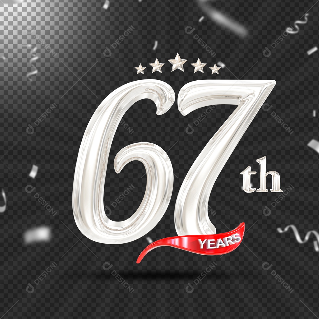 Elemento 3D 67  Anos De Idade Prata PSD