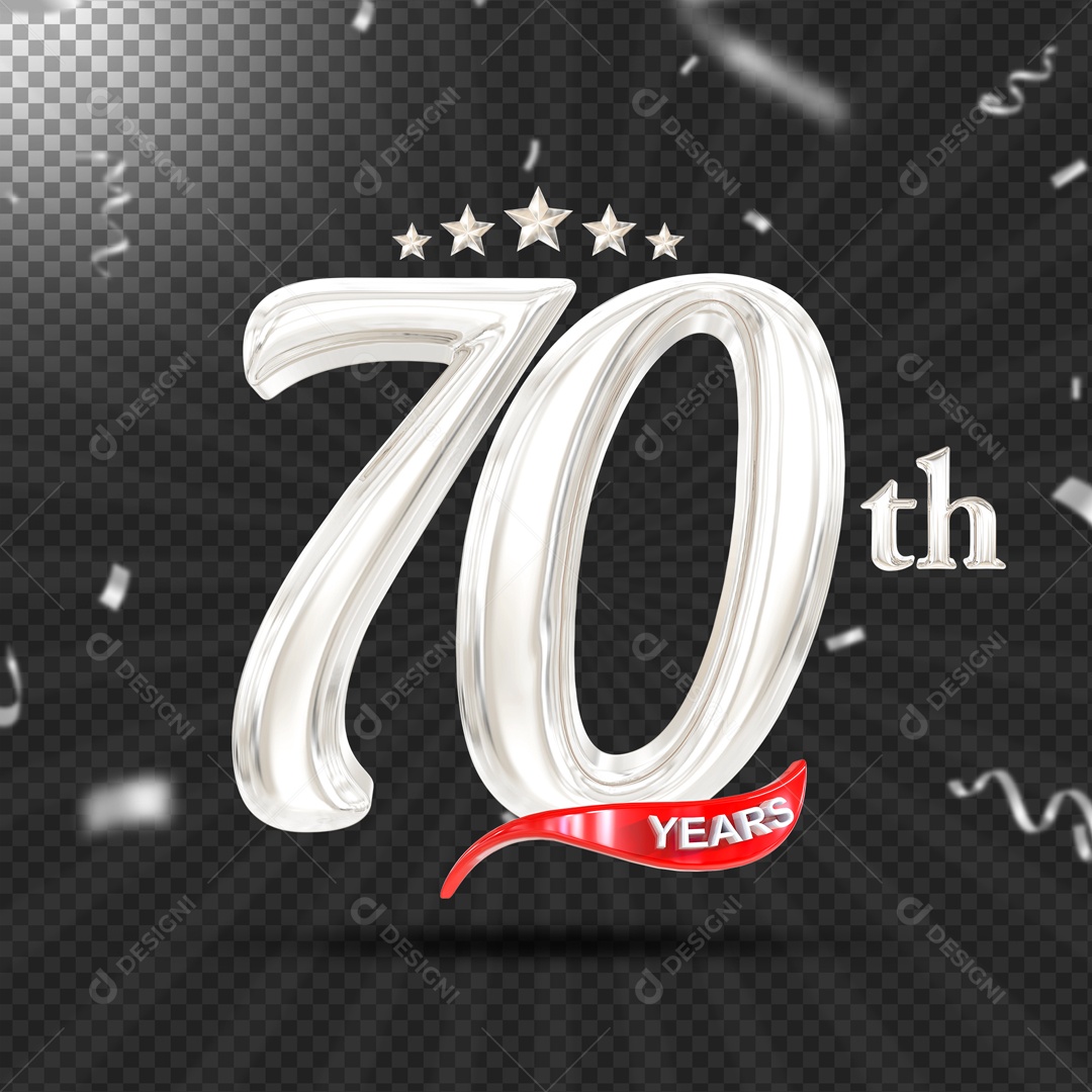 Elemento 3D 70 Anos De Idade Prata PSD