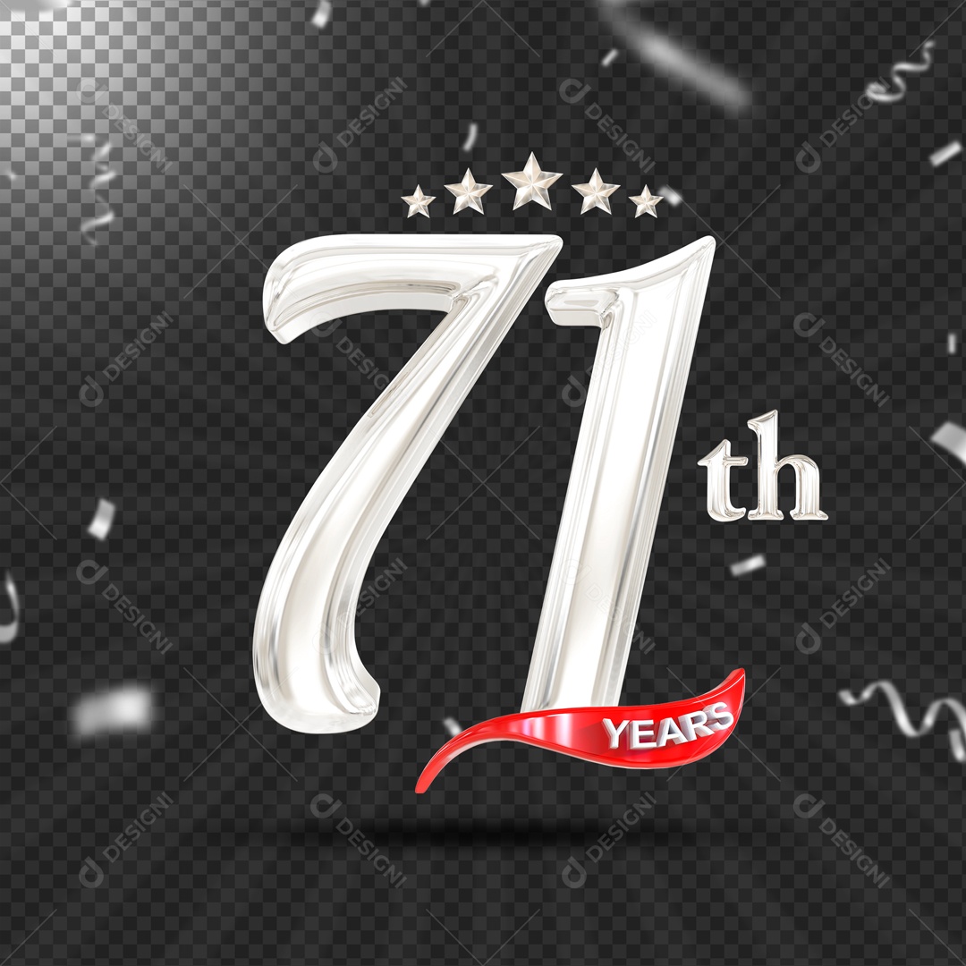 Elemento 3D 71 Anos De Idade Prata PSD