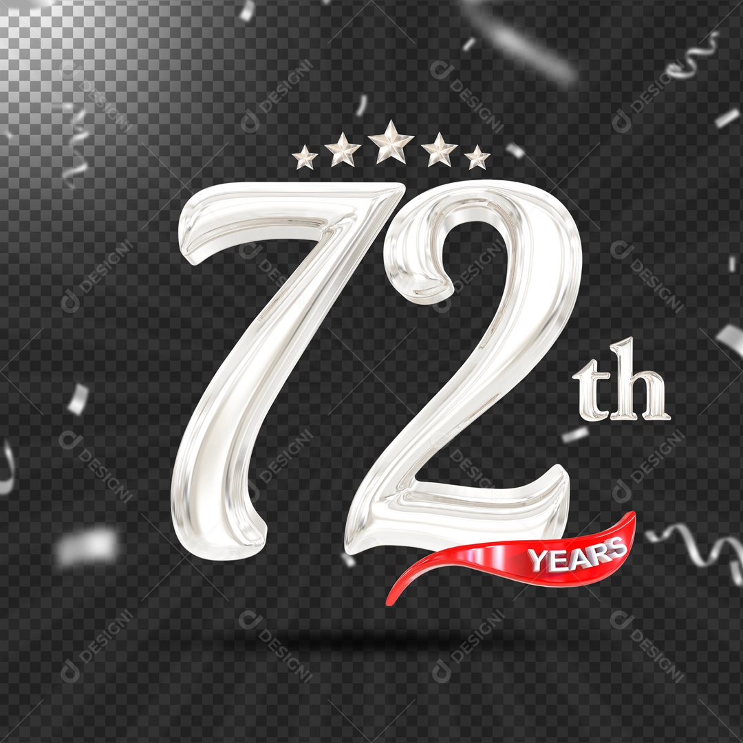 Elemento 3D 72 Anos De Idade Prata PSD