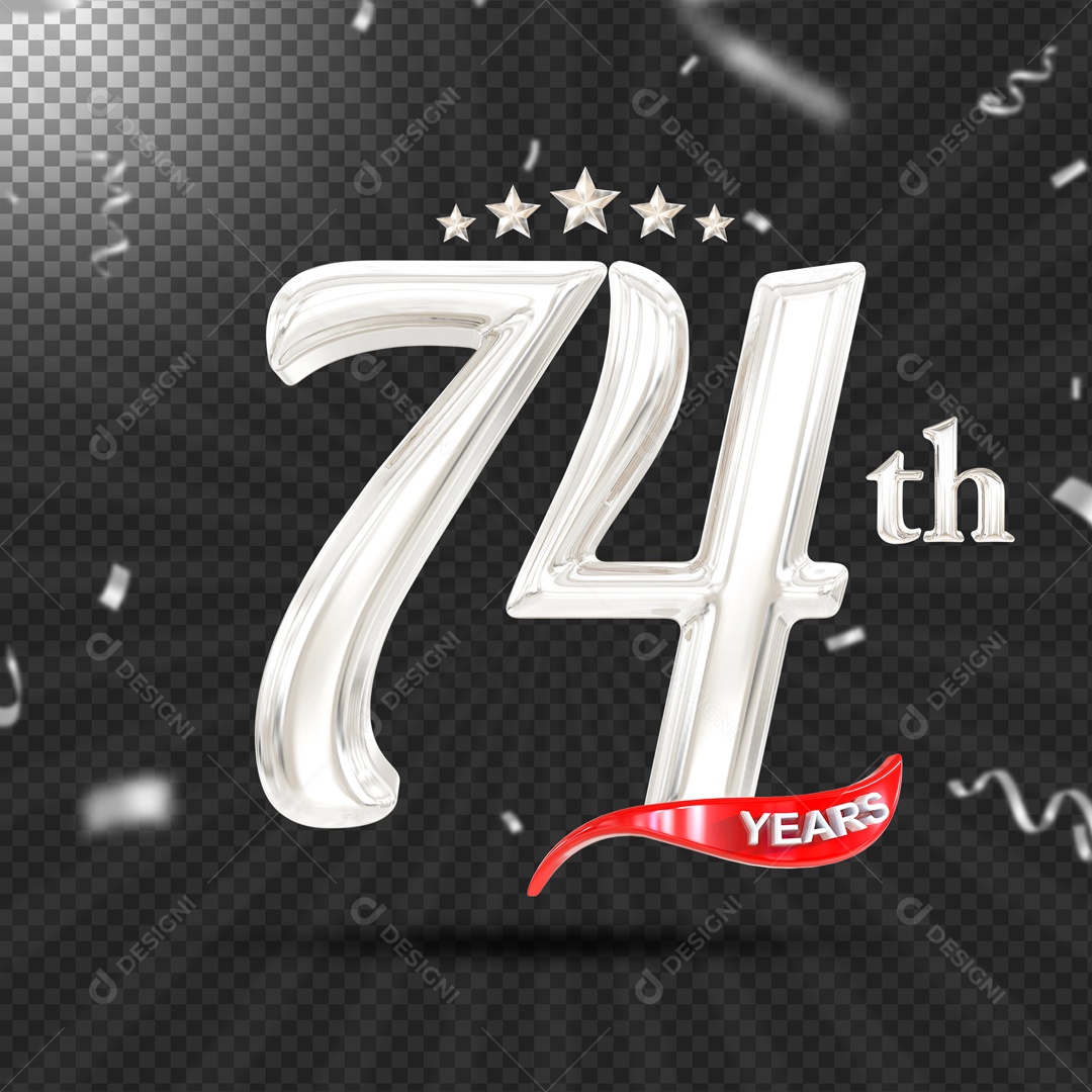 Elemento 3D 74 Anos De Idade Prata PSD