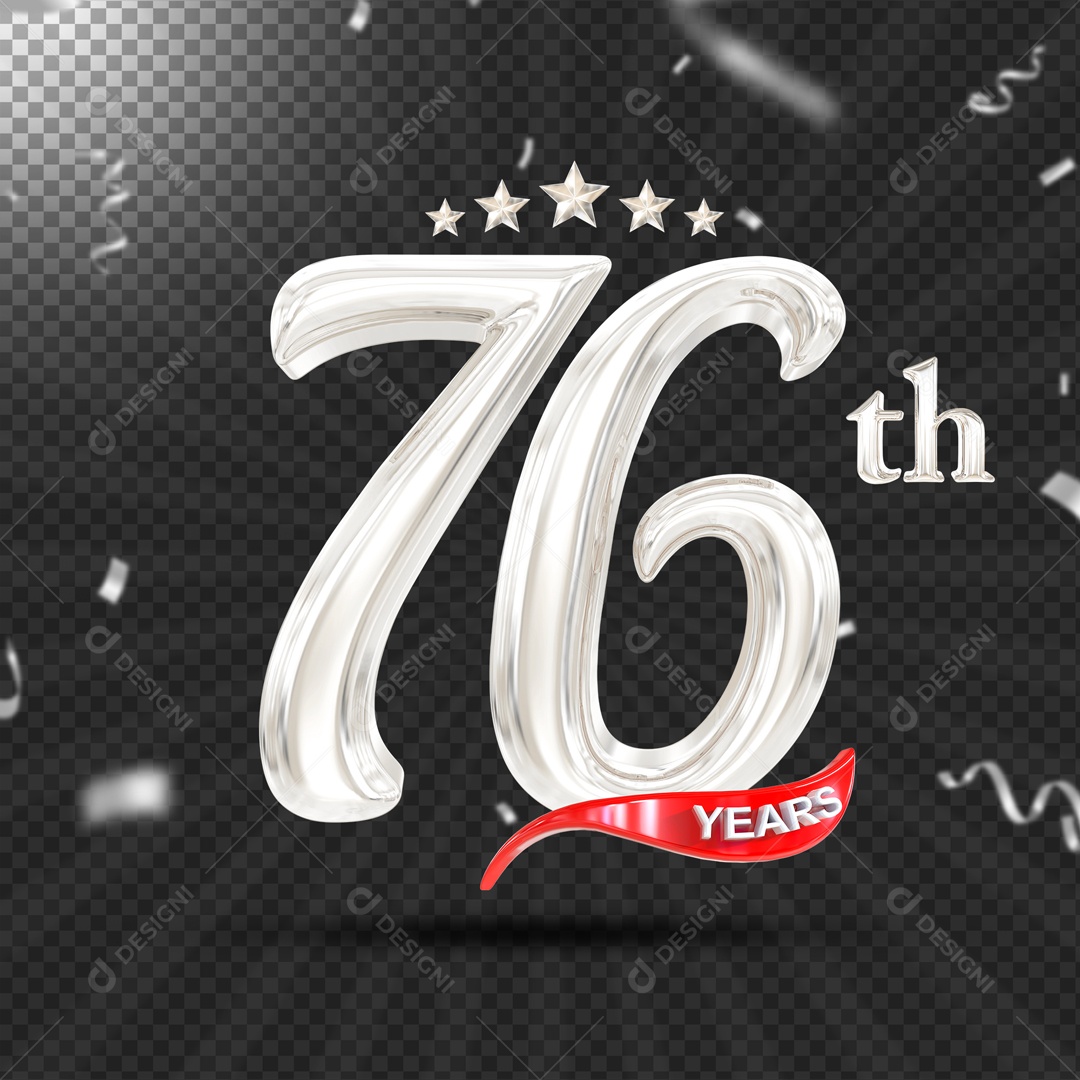 Elemento 3D 76 Anos De Idade Prata PSD