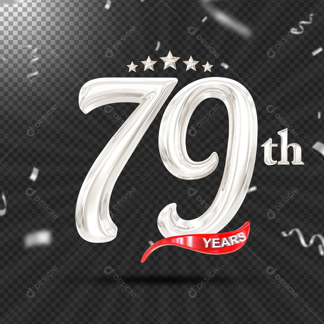 Elemento 3D 79 Anos De Idade Prata PSD