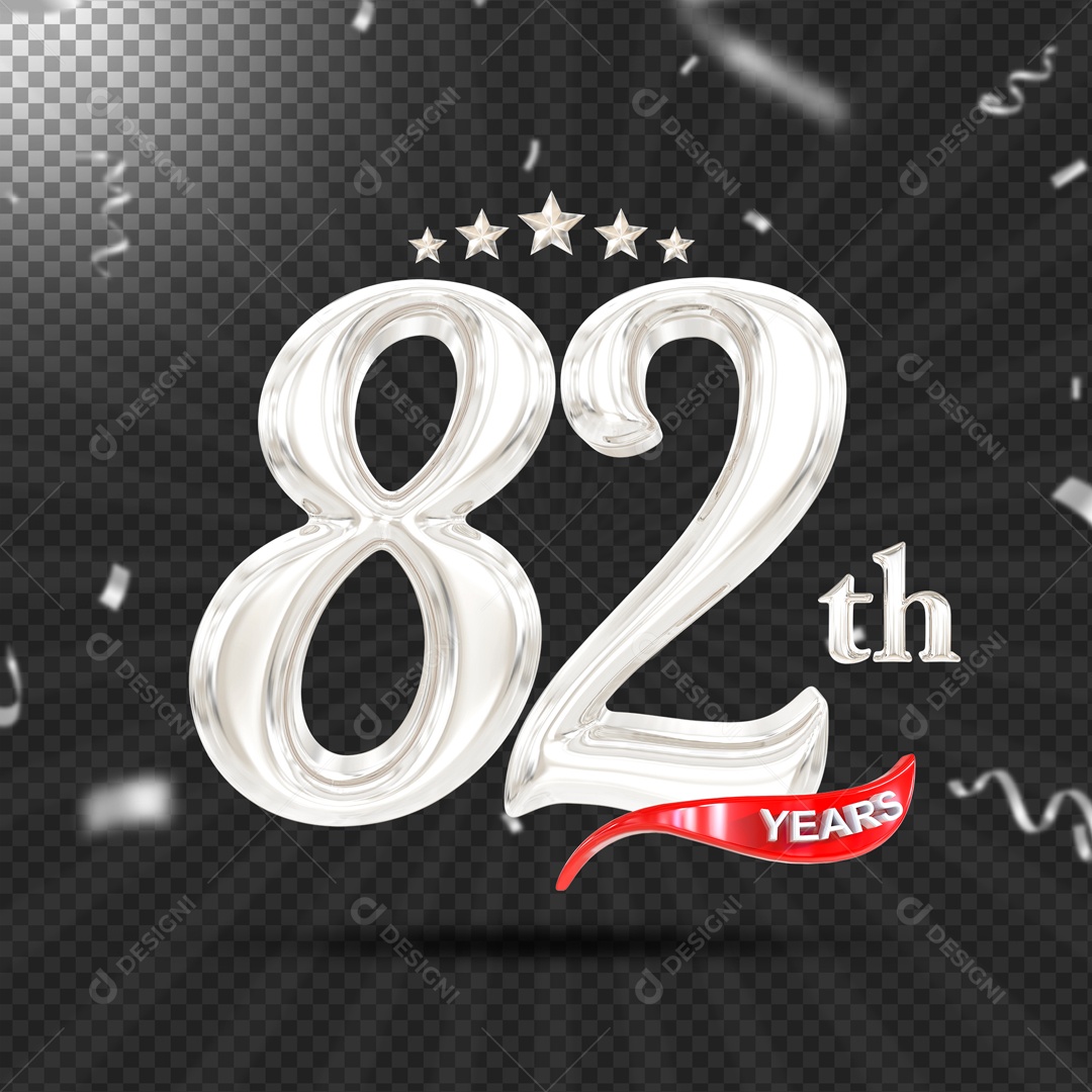 Elemento 3D 82 Anos De Idade Prata PSD