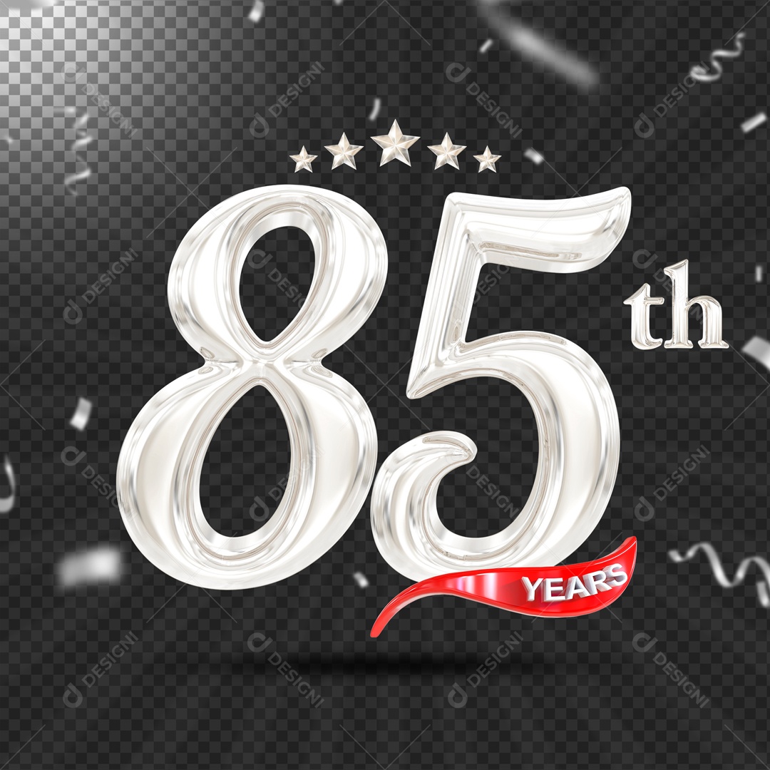 Elemento 3D 85 Anos De Idade Prata PSD