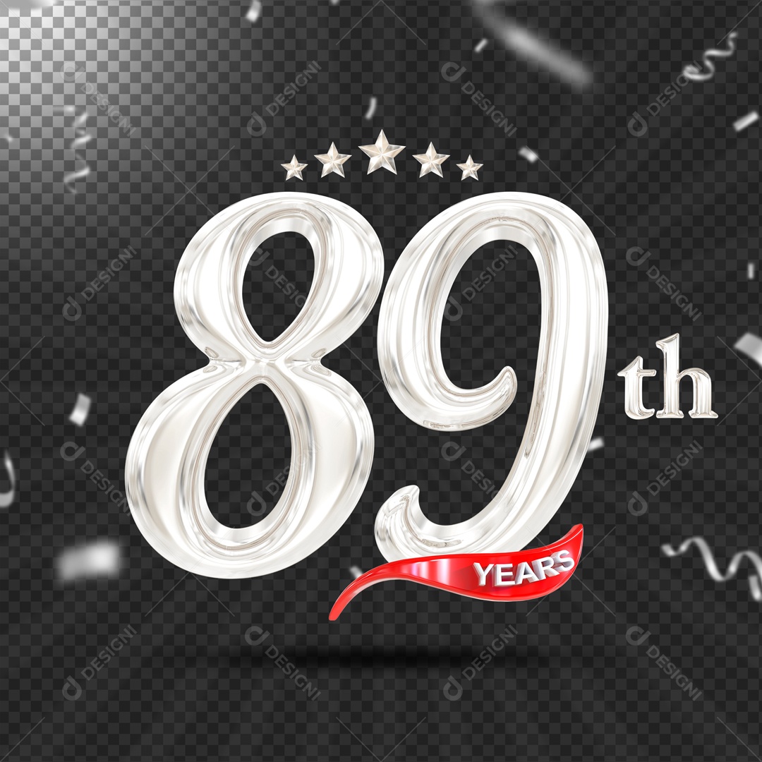 Elemento 3D 89 Anos De Idade Prata PSD