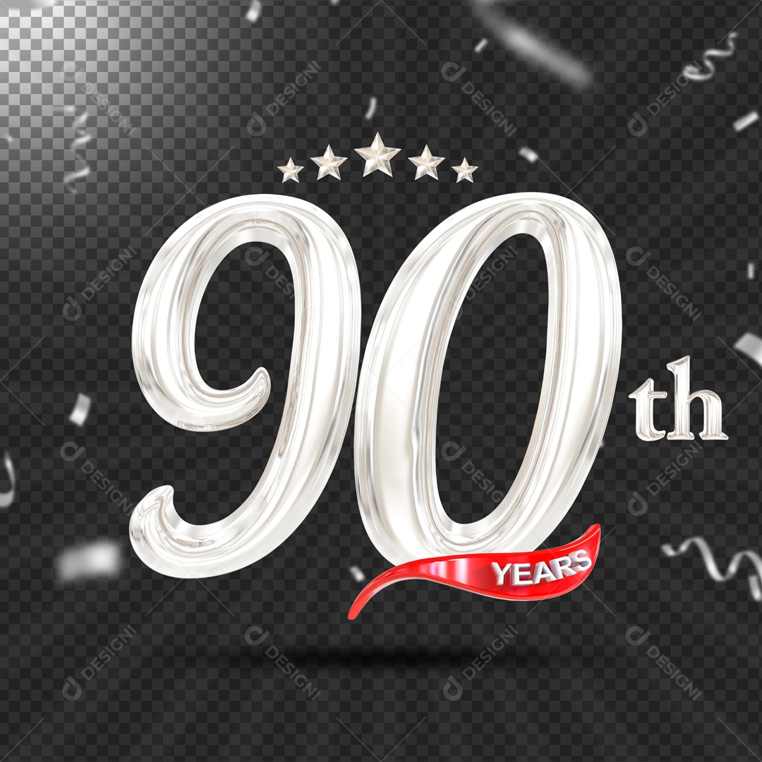 Elemento 3D 90 Anos De Idade Prata PSD
