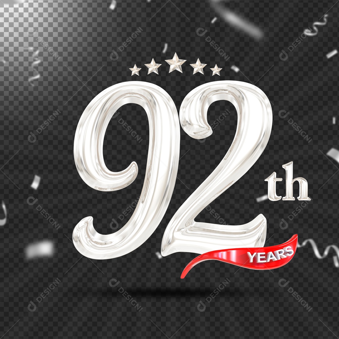 Elemento 3D 92 Anos De Idade Prata PSD
