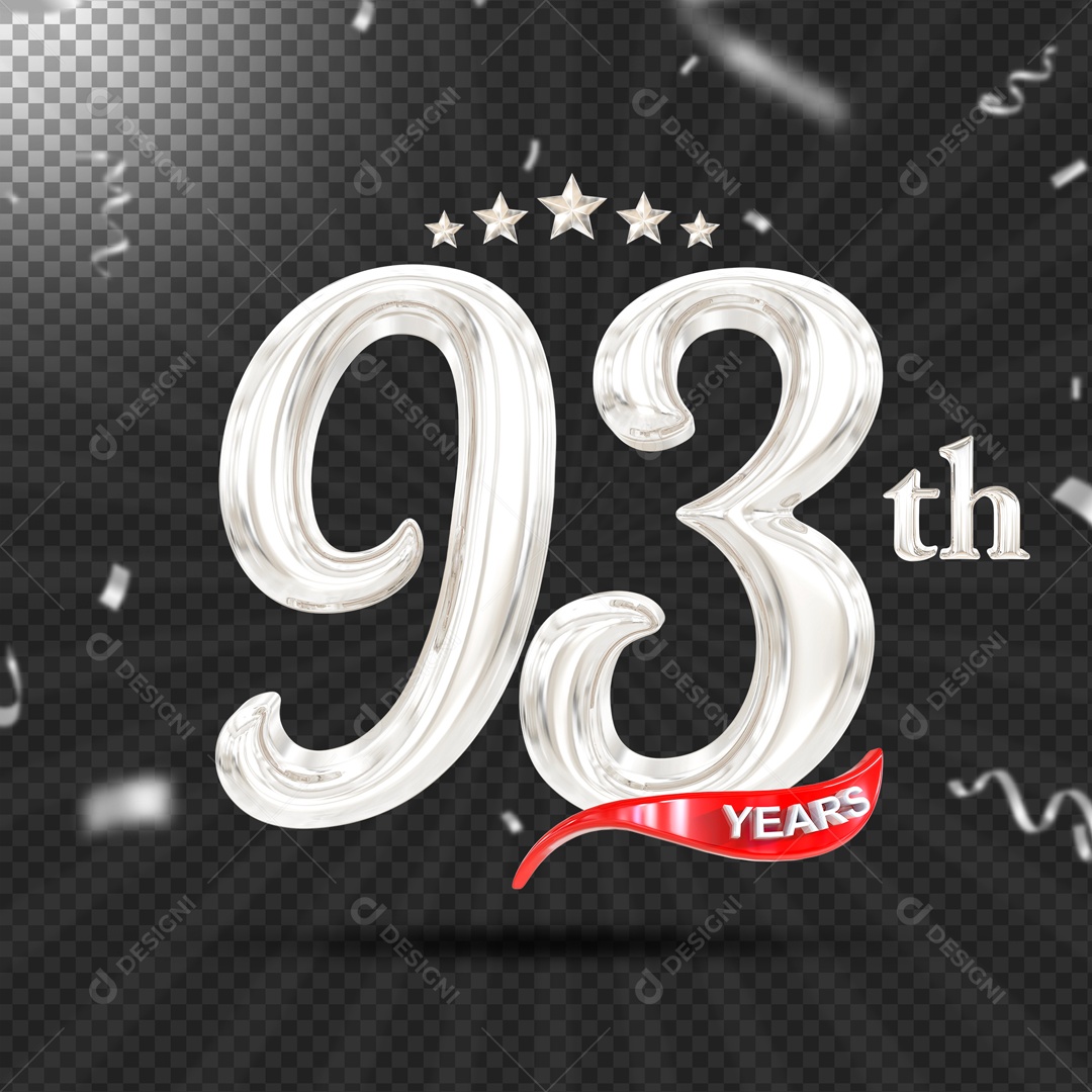 Elemento 3D 93 Anos De Idade Prata PSD