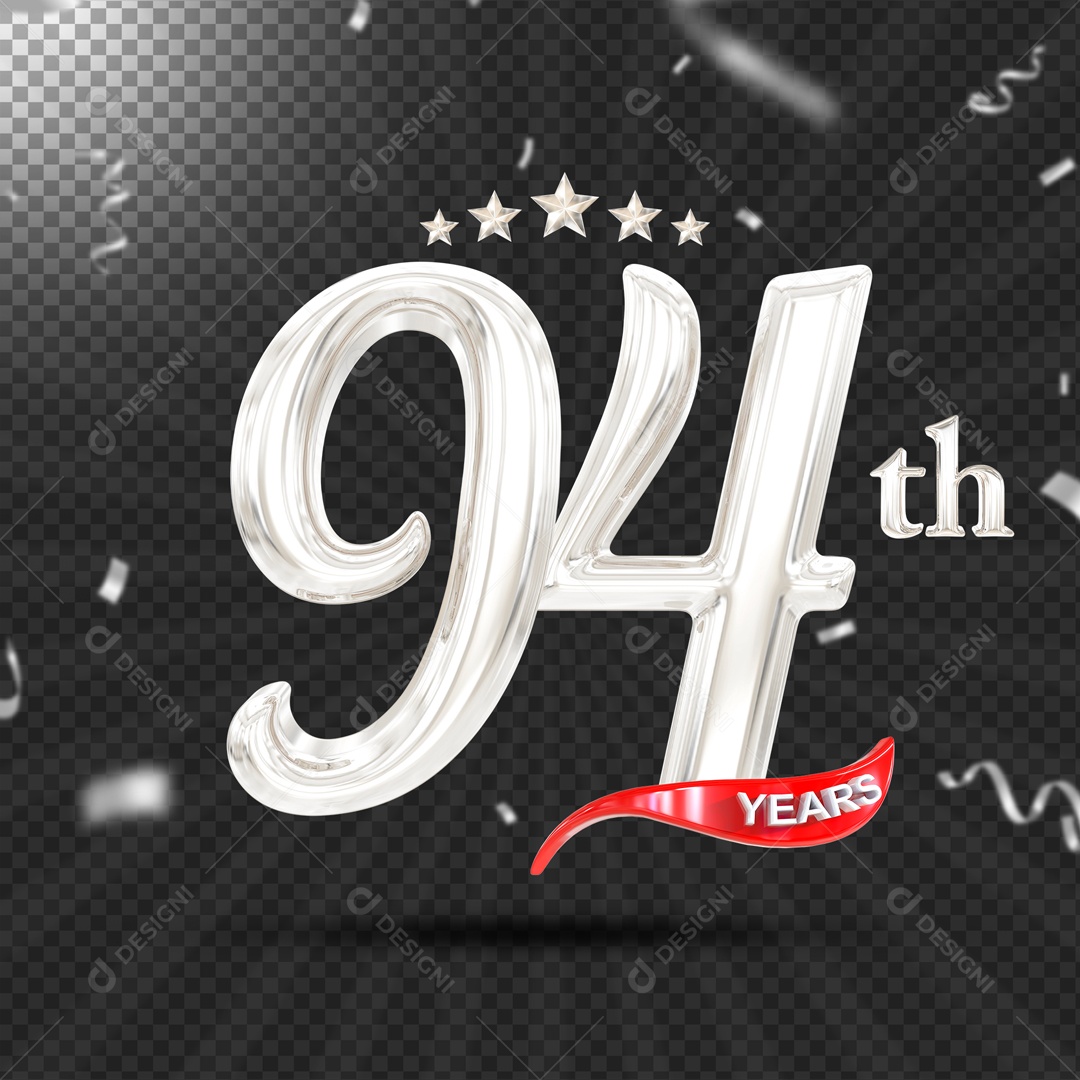 Elemento 3D 94 Anos De Idade Prata PSD