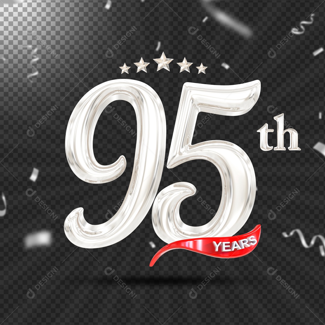 Elemento 3D 95 Anos De Idade Prata PSD