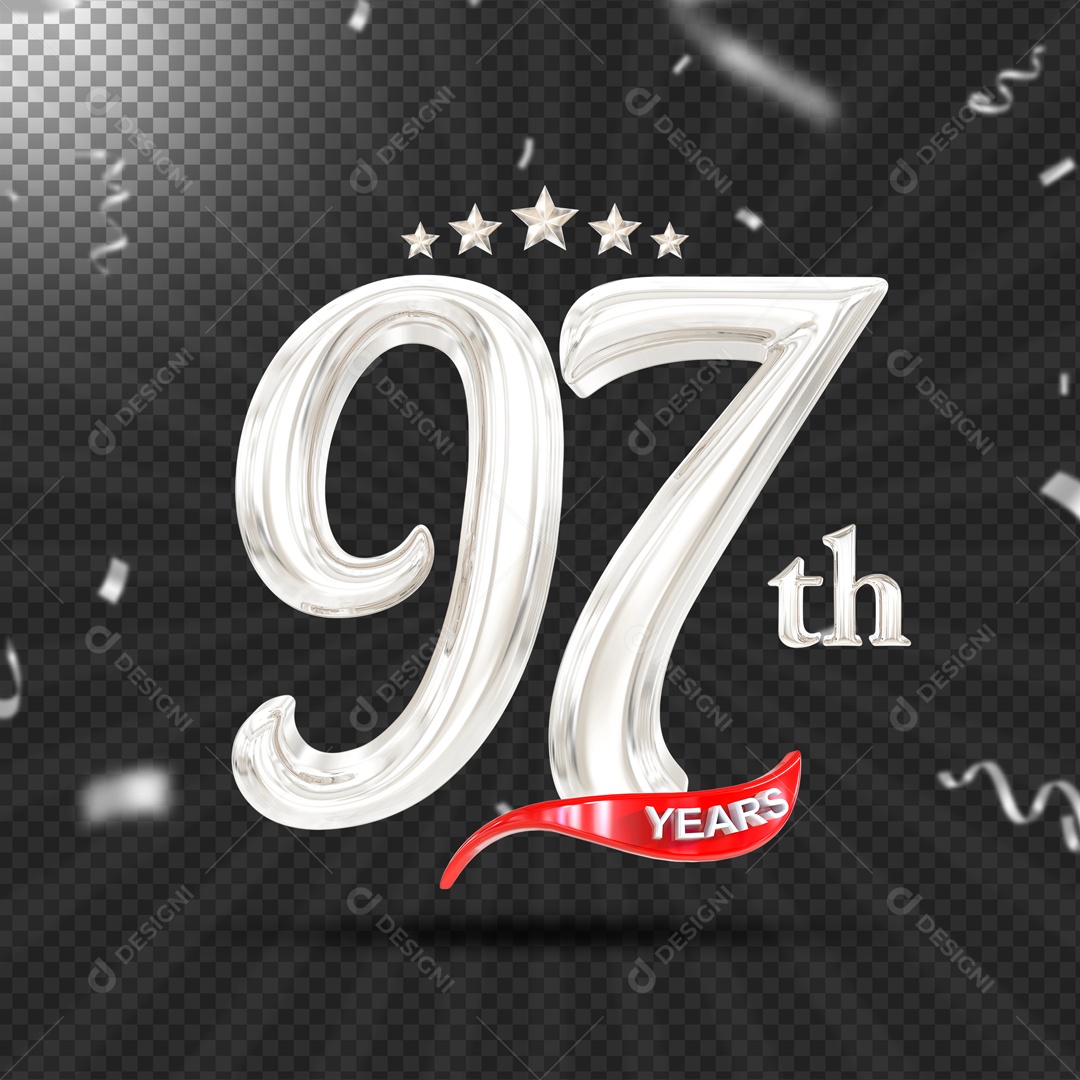 Elemento 3D 97 Anos De Idade Prata PSD