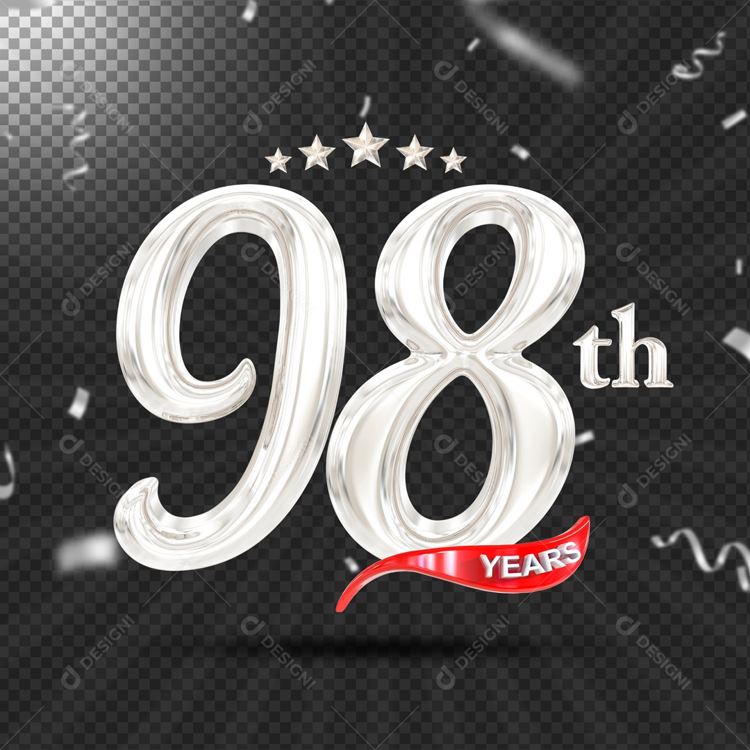 Elemento 3D 98 Anos De Idade Prata PSD