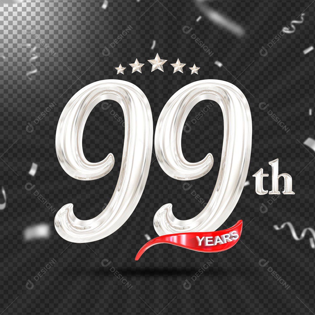 Elemento 3D 99 Anos De Idade Prata PSD
