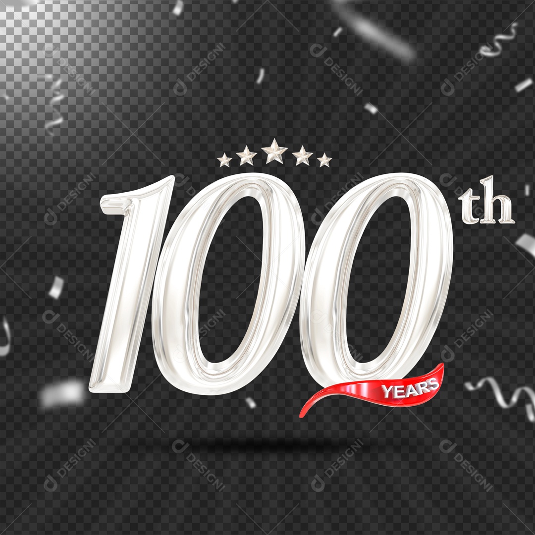 Elemento 3D 100 Anos De Idade Prata PSD