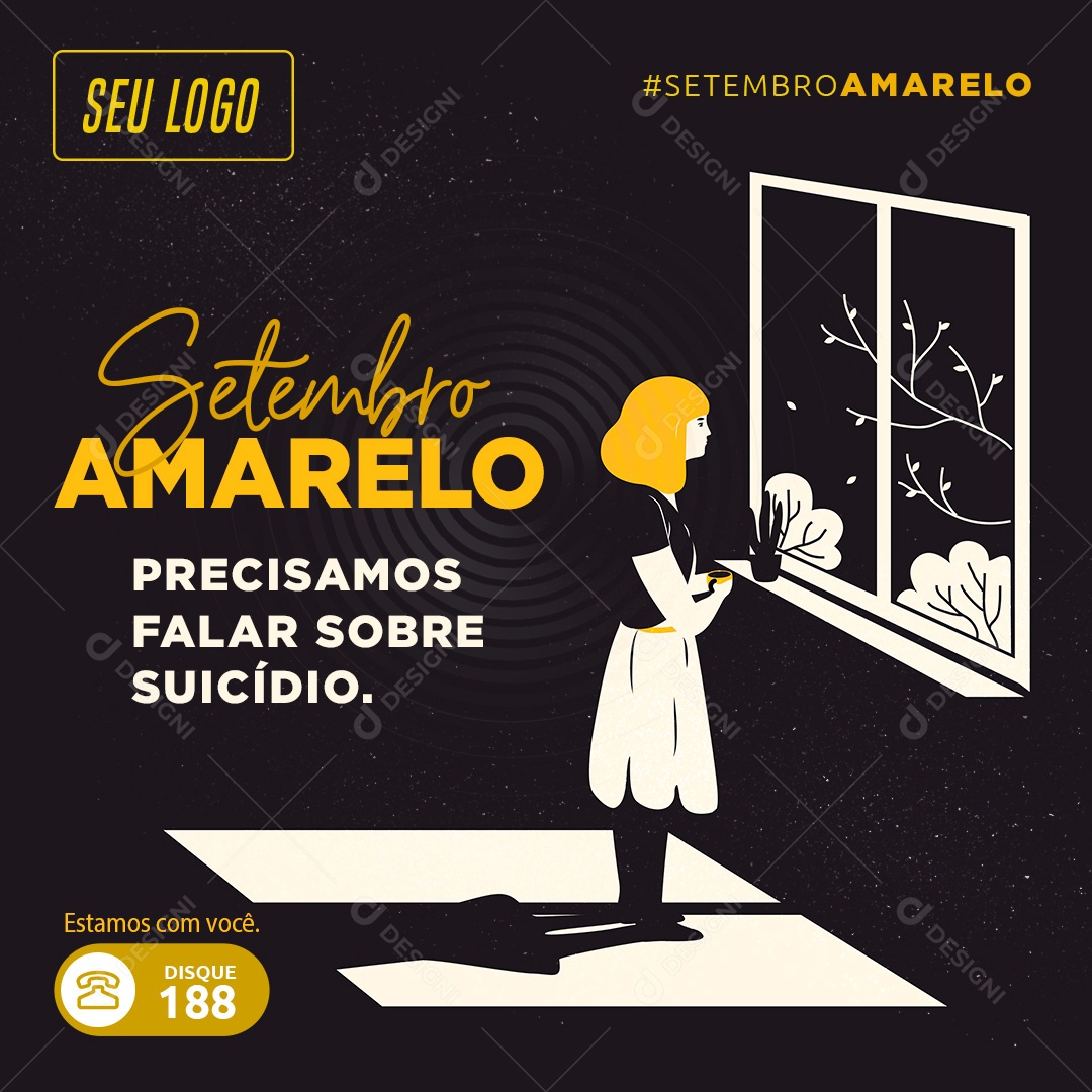 Precisamos falar sobre suicídio Setembro Amarelo Social Media PSD Editável