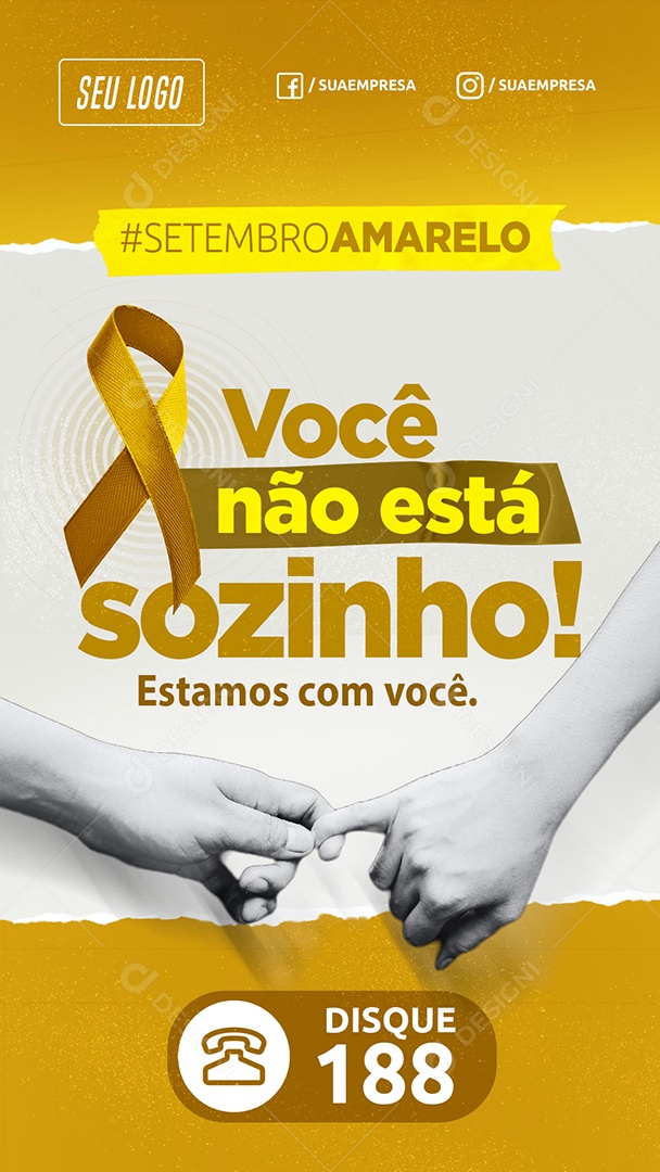 Story Você não está sozinho estamos com você Setembro Amarelo Social Media PSD Editável