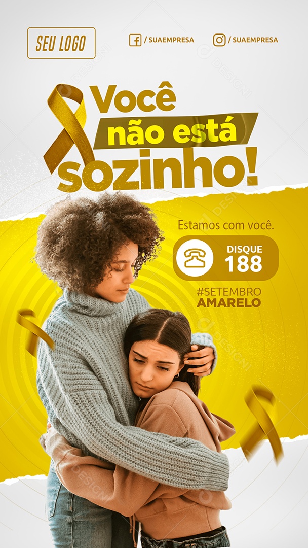 Story Você não está sozinho Setembro Amarelo Social Media PSD Editável