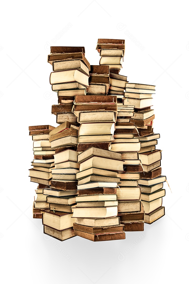 Pilha de livros isolados no fundo branco