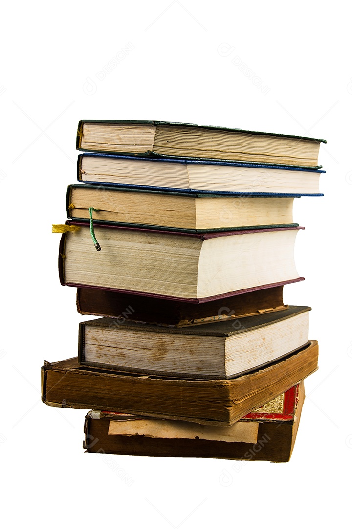 Pile of books isolated on white background