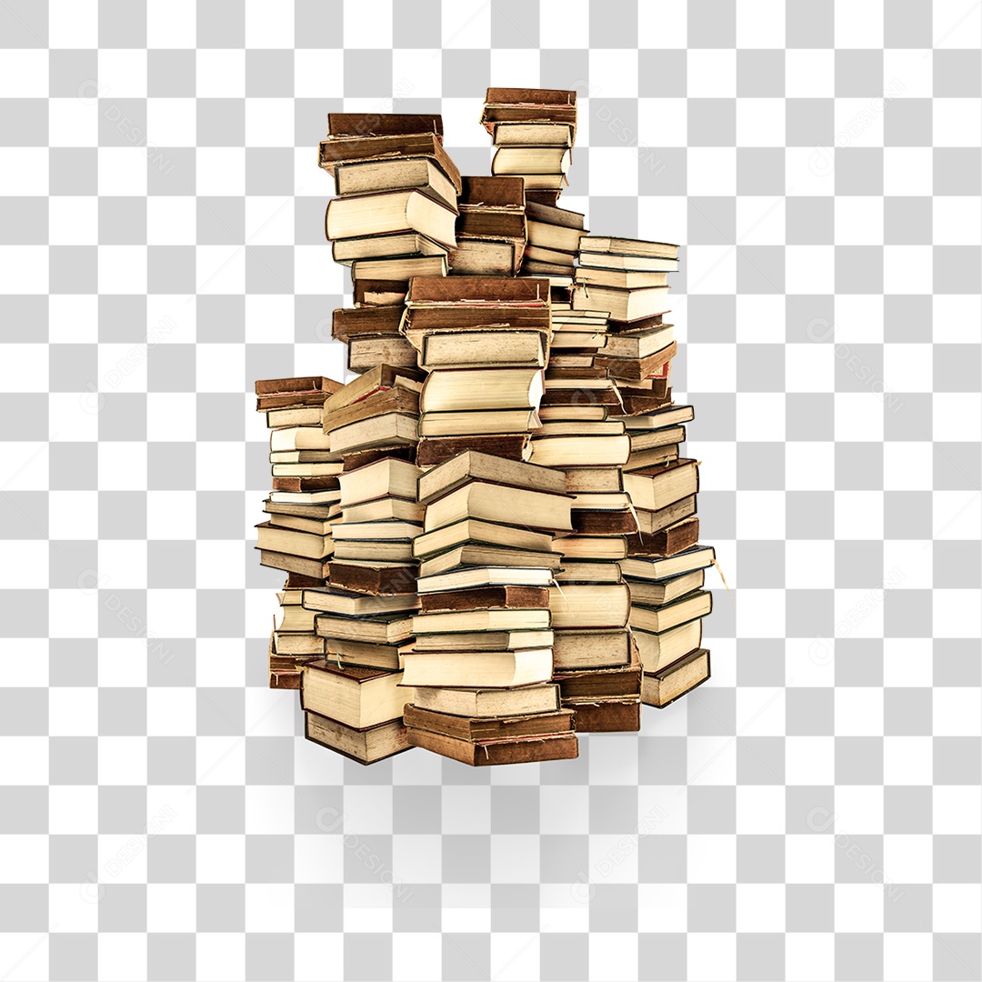 Objeto 3D Pilha de Livros Para Composição PNG Transparente