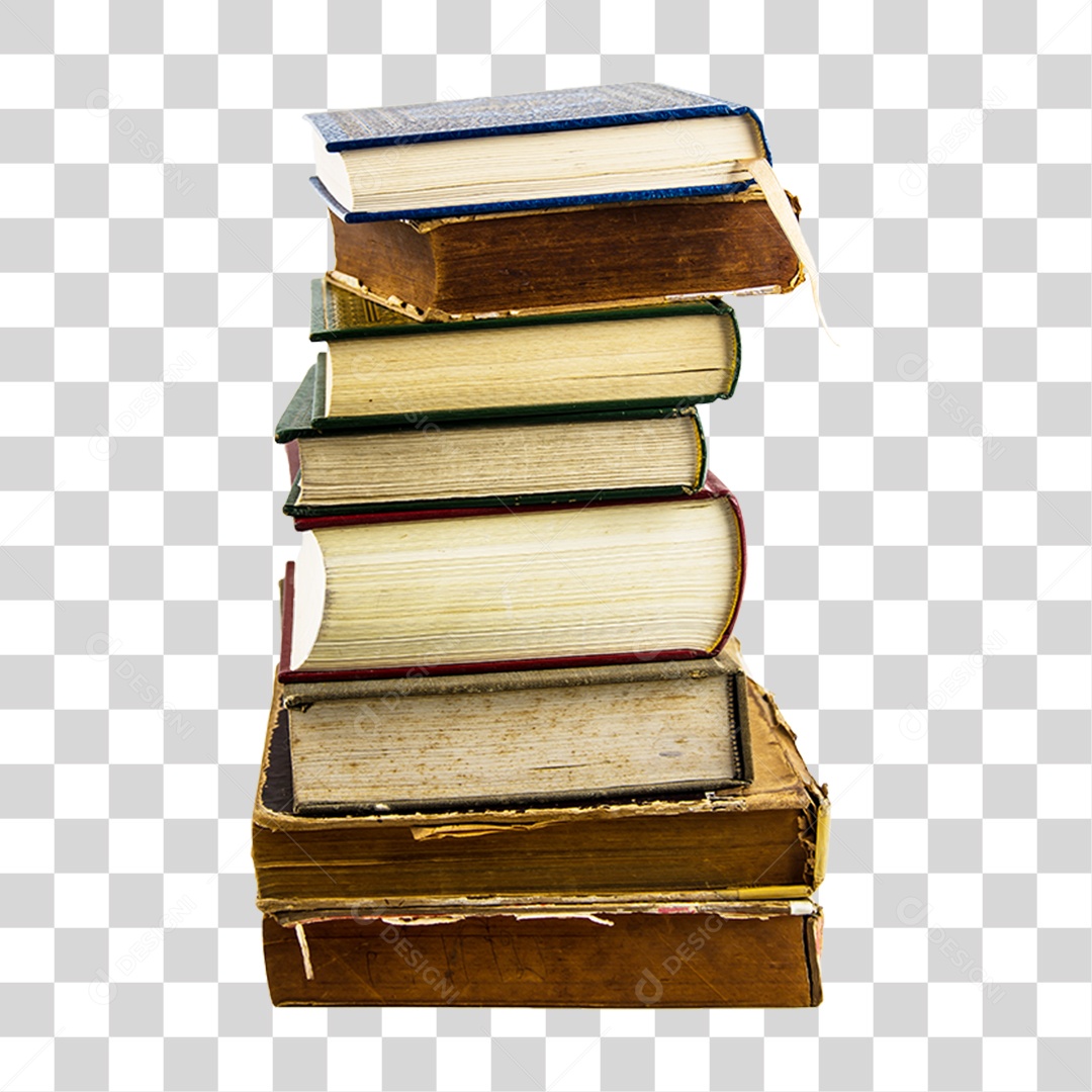 Objeto 3D Pilha de Livros Para Composição PNG Transparente