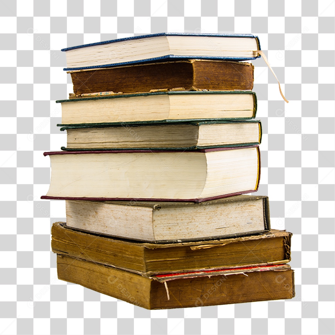 Objeto 3D Pilha de Livros Para Composição PNG Transparente