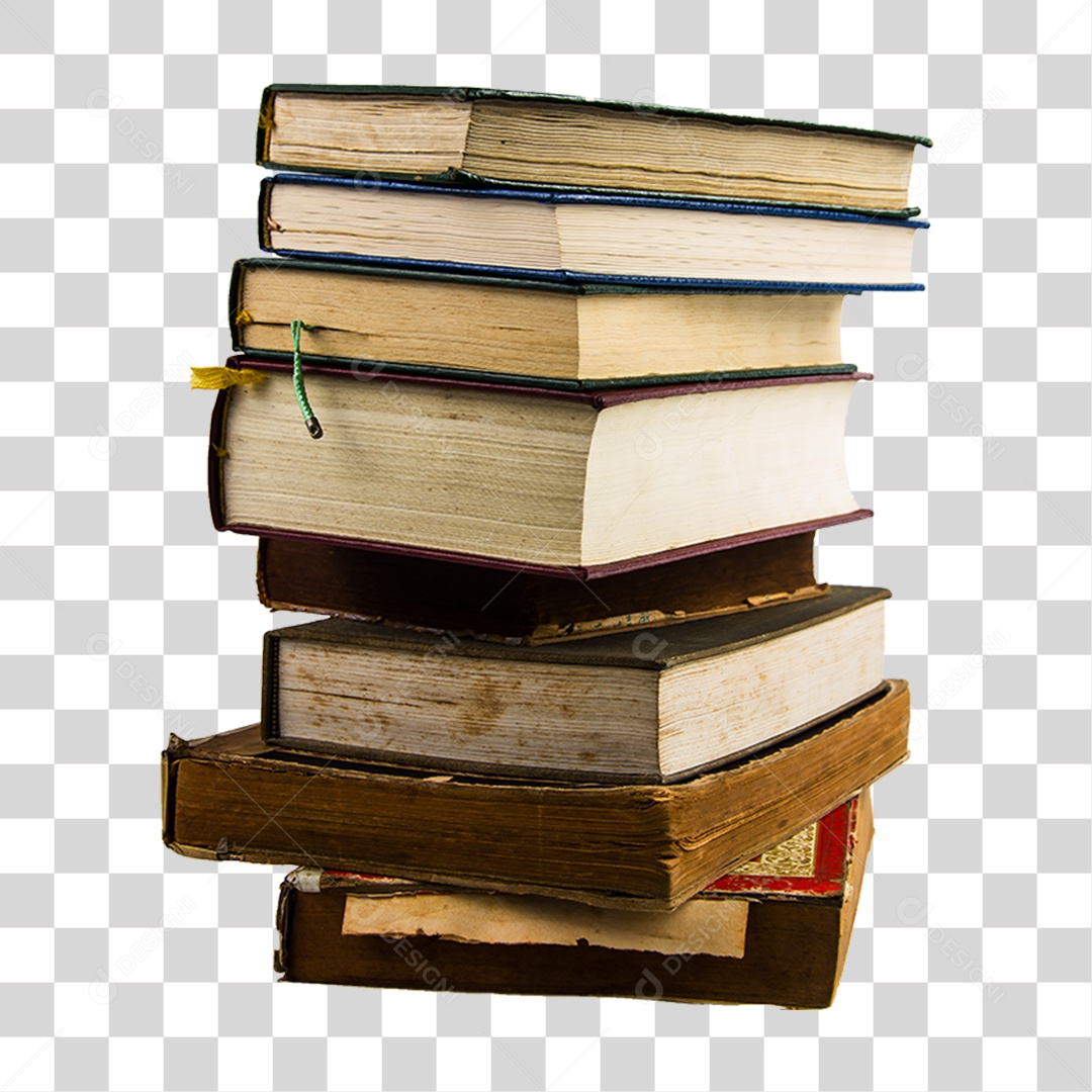 Objeto 3D Pilha de Livros Para Composição PNG Transparente
