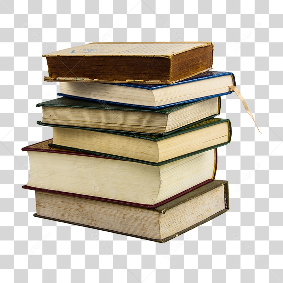 Objeto 3D Pilha de Livros Para Composição PNG Transparente