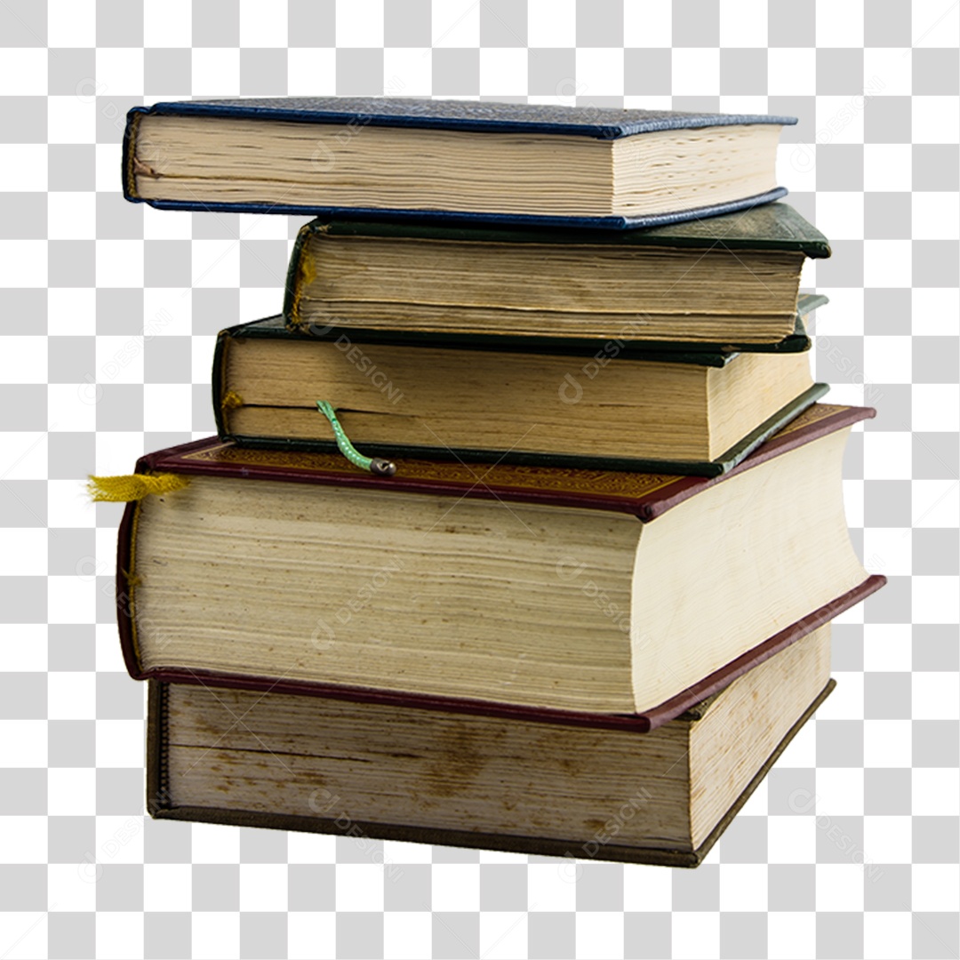 Objeto 3D Pilha de Livros Para Composição PNG Transparente